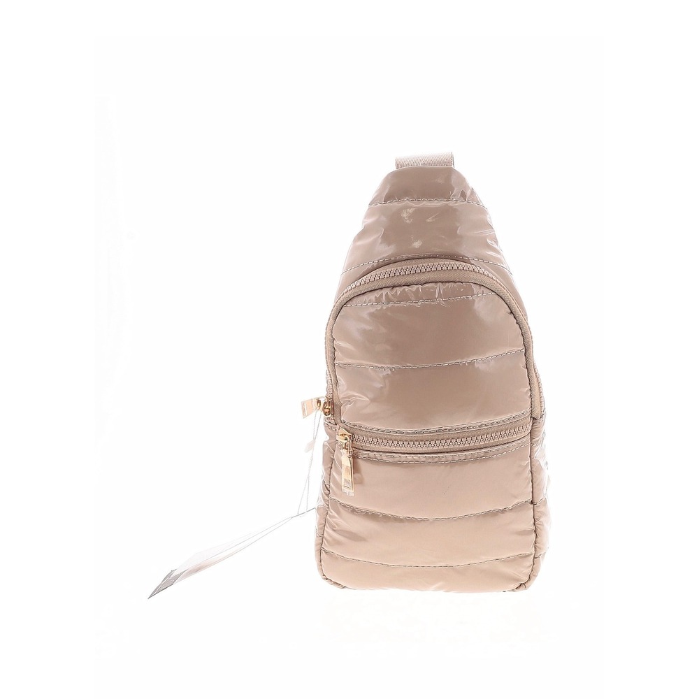 Ah-dorned Sling Bag Womens OS Tan NEW Puffer Nylon Quilted Crossbody Zippered